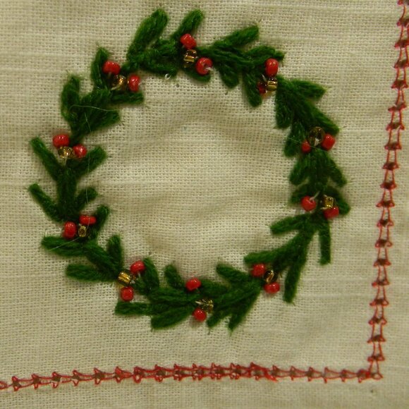 Holiday Happiness Hand Crafted Placemat Set of 4 Wreath Christmas NIP - Picture 2 of 7